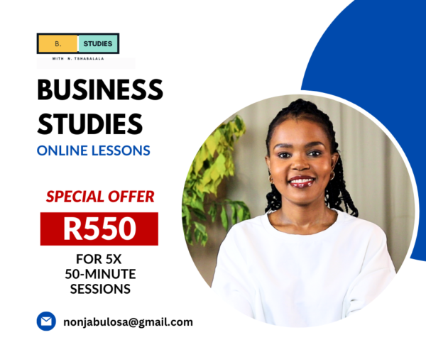 Online Lessons and exam practice - Business Studies, Grade 10-12 with teacher, Nonjabulo Tshabalala, promo picture