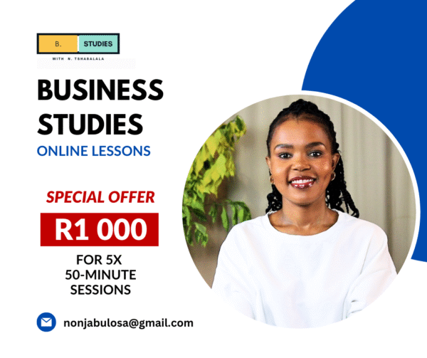 Business Studies one-on-one lessons with qualified teacher, caps, south africa, nsc, matric, pass business studies, expert tutoring, per hour