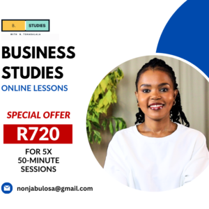 Online Lessons - Business Studies, Grade 10-12 with teacher, Nonjabulo Tshabalala, promo picture